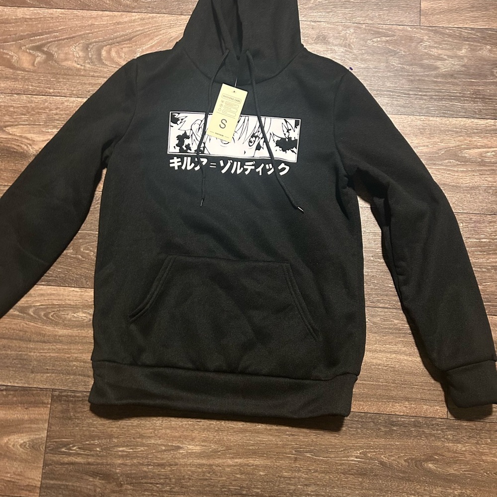 Black Pullover Hoodie with Graphic Design